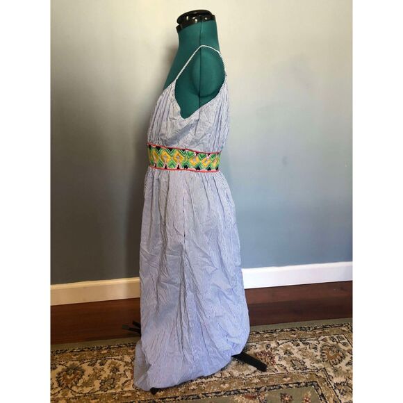 CK Bradley Lard Dress Dune Berry Resort Wear, Embroidered Blue Maxi, size M - Picture 6 of 6